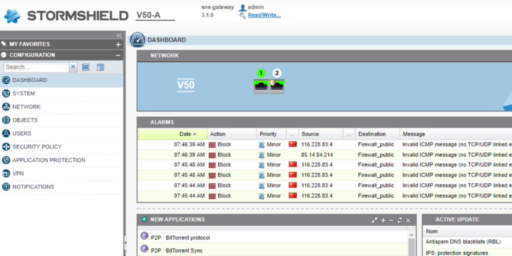 Device / Stormshield V50 - Dashboard Medium